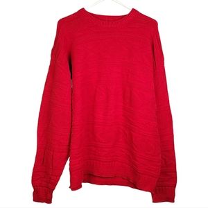 Par Four Cable 3D Knit Red Cold Weather Winter Sweater Men's XXL